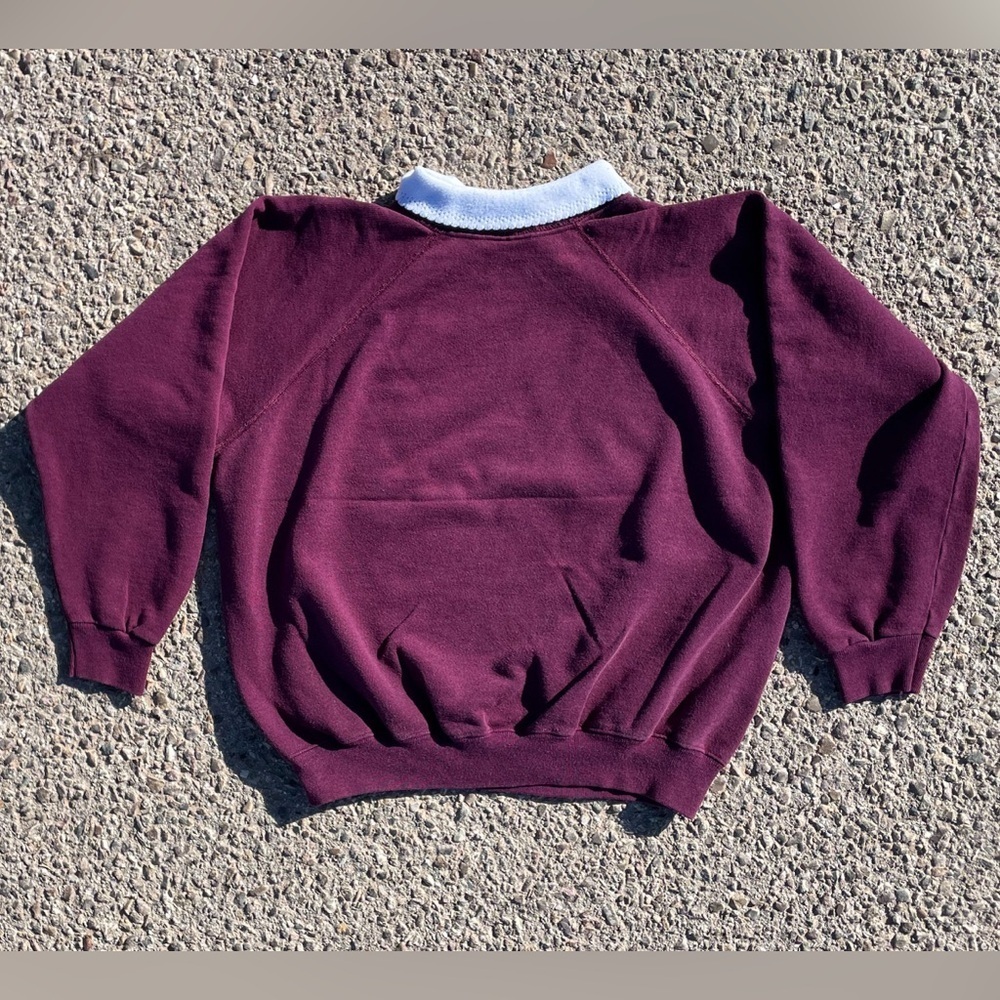 Floral Heart Morning Sun Vtg 1980s Hanes Collared Sweatshirt Women’s (L 42-44) - Picture 2 of 9